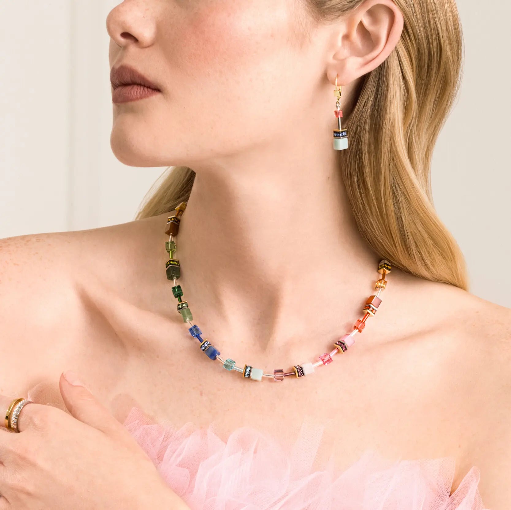 Coeur De Lion GeoCUBE® Iconic Precious Rainbow Necklace