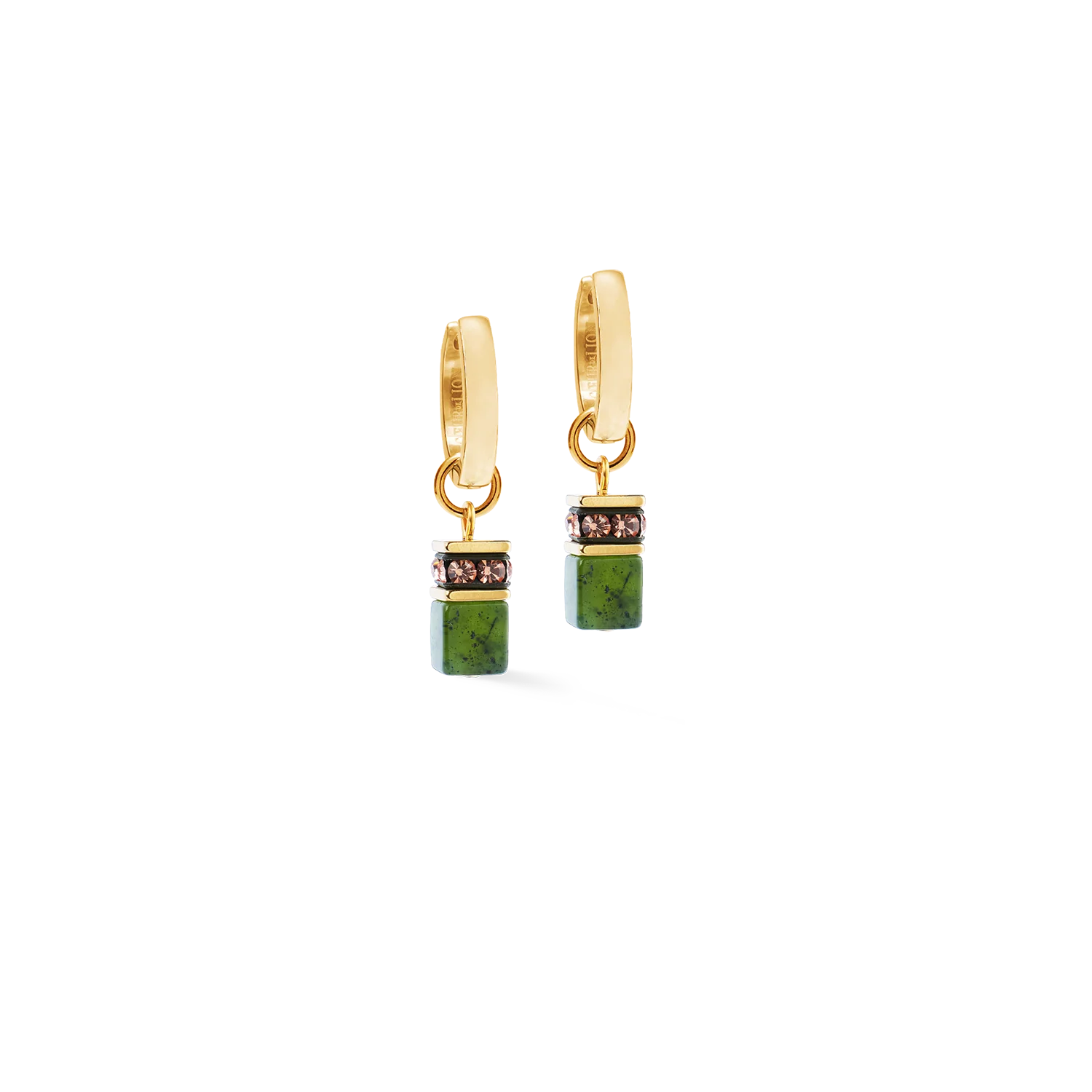 Coeur De Lion GeoCUBE® Chunky Chain hoop Gold-Green Earrings