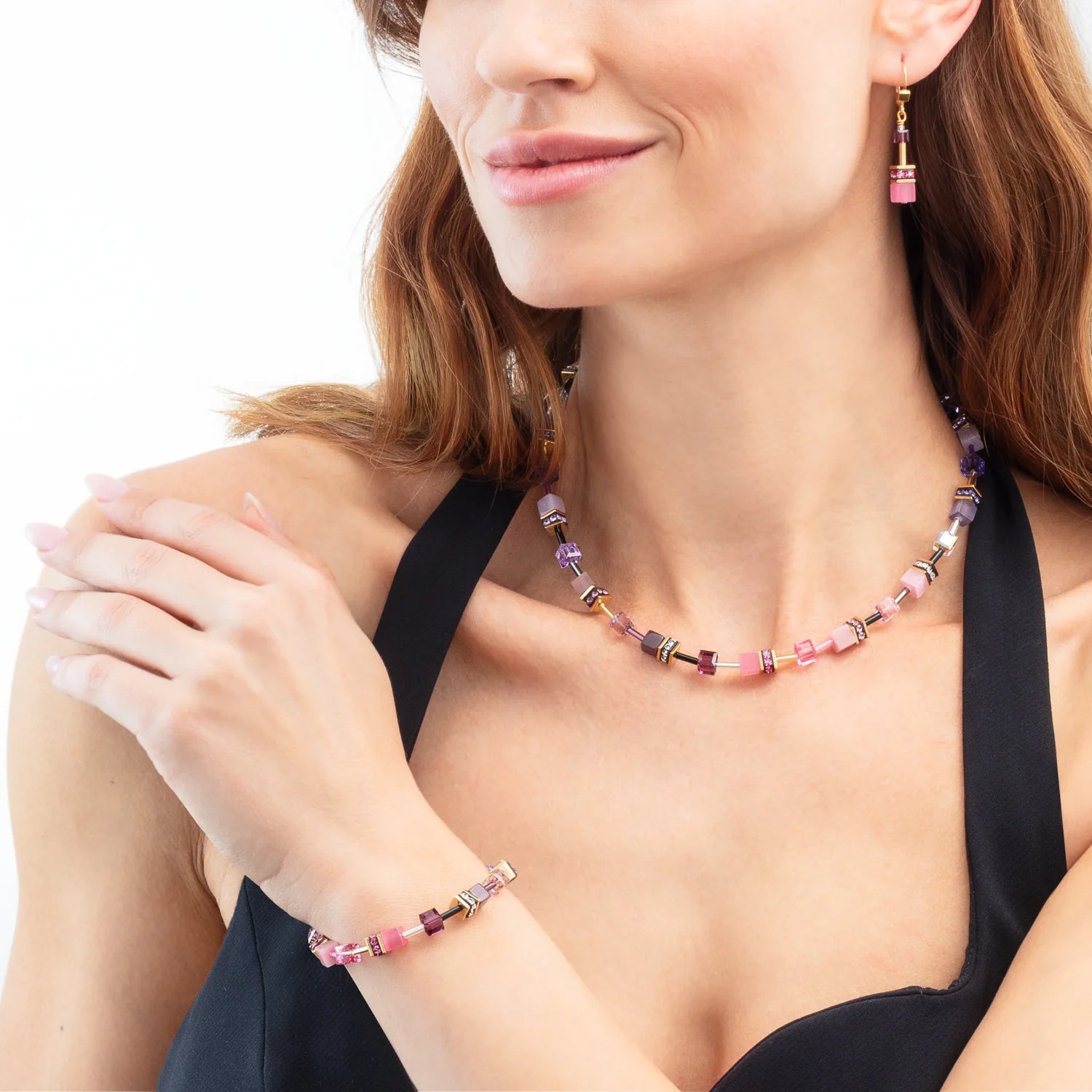 Coeur De Lion GeoCUBE® Iconic Pink-Lilac Necklace