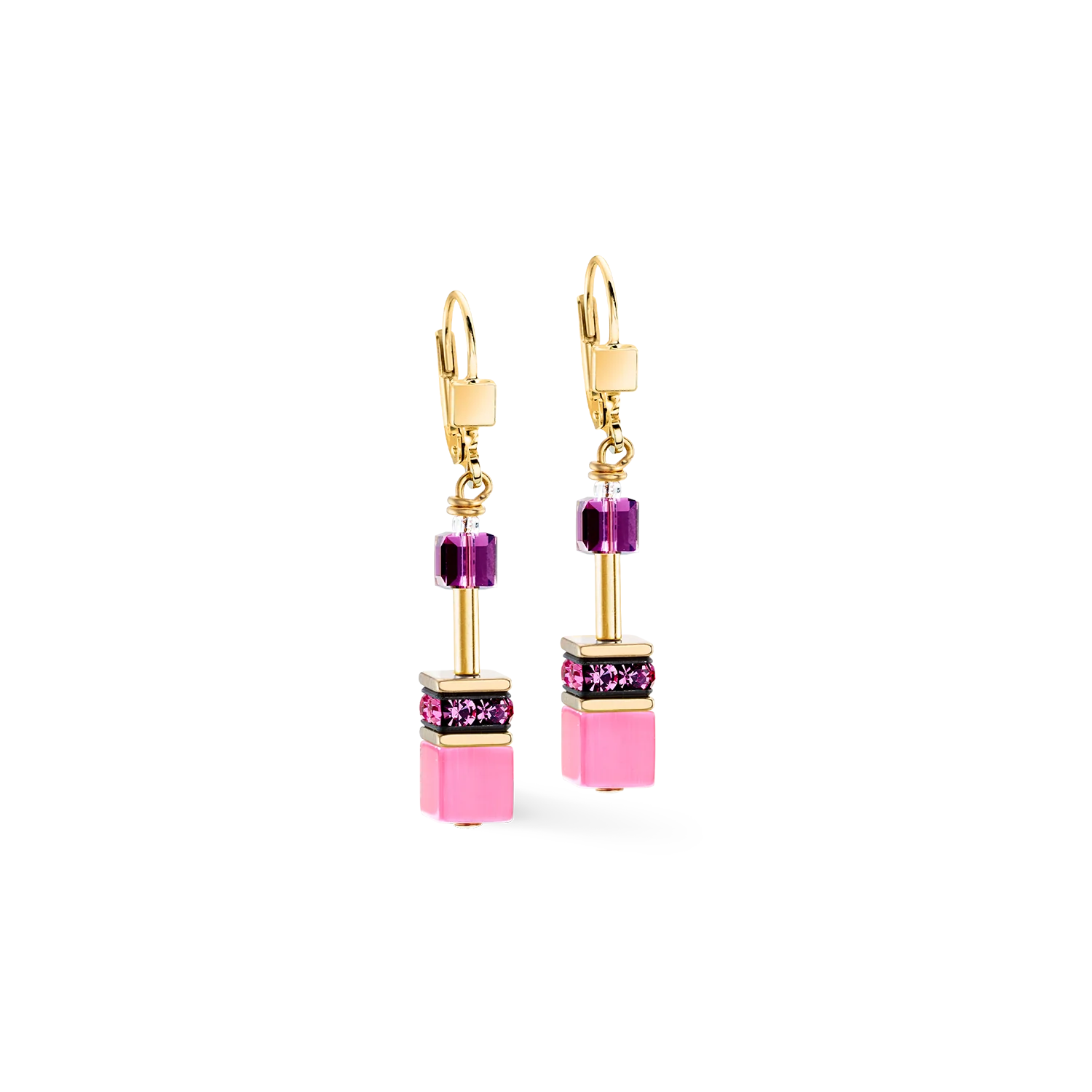 Coeur De Lion GeoCUBE® Iconic Pink-Lilac Earrings