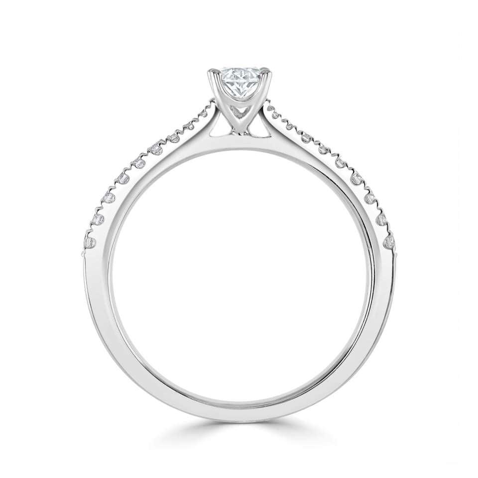 Oval Cut Diamond Solitaire with Diamond Shoulders - N.Cumberlidge Jewellers