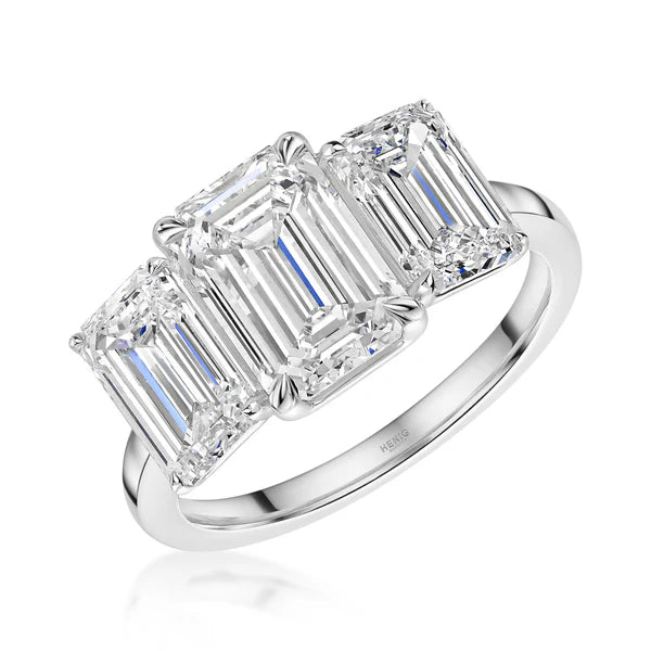 3.00ct Emerald Cut Lab Grown Diamond Trilogy Ring in Platinum