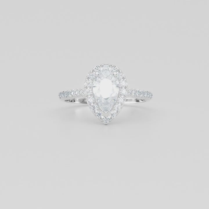 1.14ct Total Pear Cut Diamond Halo Ring in Platinum