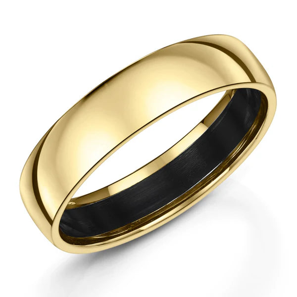 Men's Zedd ZR316/9Y 9ct Yellow Gold Ring with Black Zirconium Inlay – 6mm