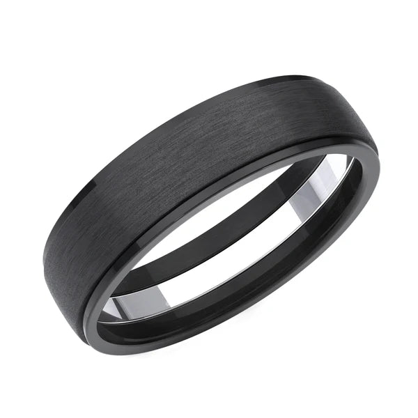 Men's Zedd ZT326/1A Black Zirconium Ring with Matt Finish & Silver Inlay – 6mm